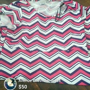 Pink, white , and navy blue chevorlet dress
